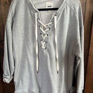 Aerie Gray Lace-Up Women's Top